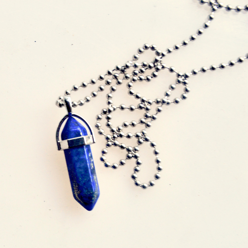 Genuine Blue  Lapis Lazuli Gemstone Pendant Chain - Picture 5 of 6